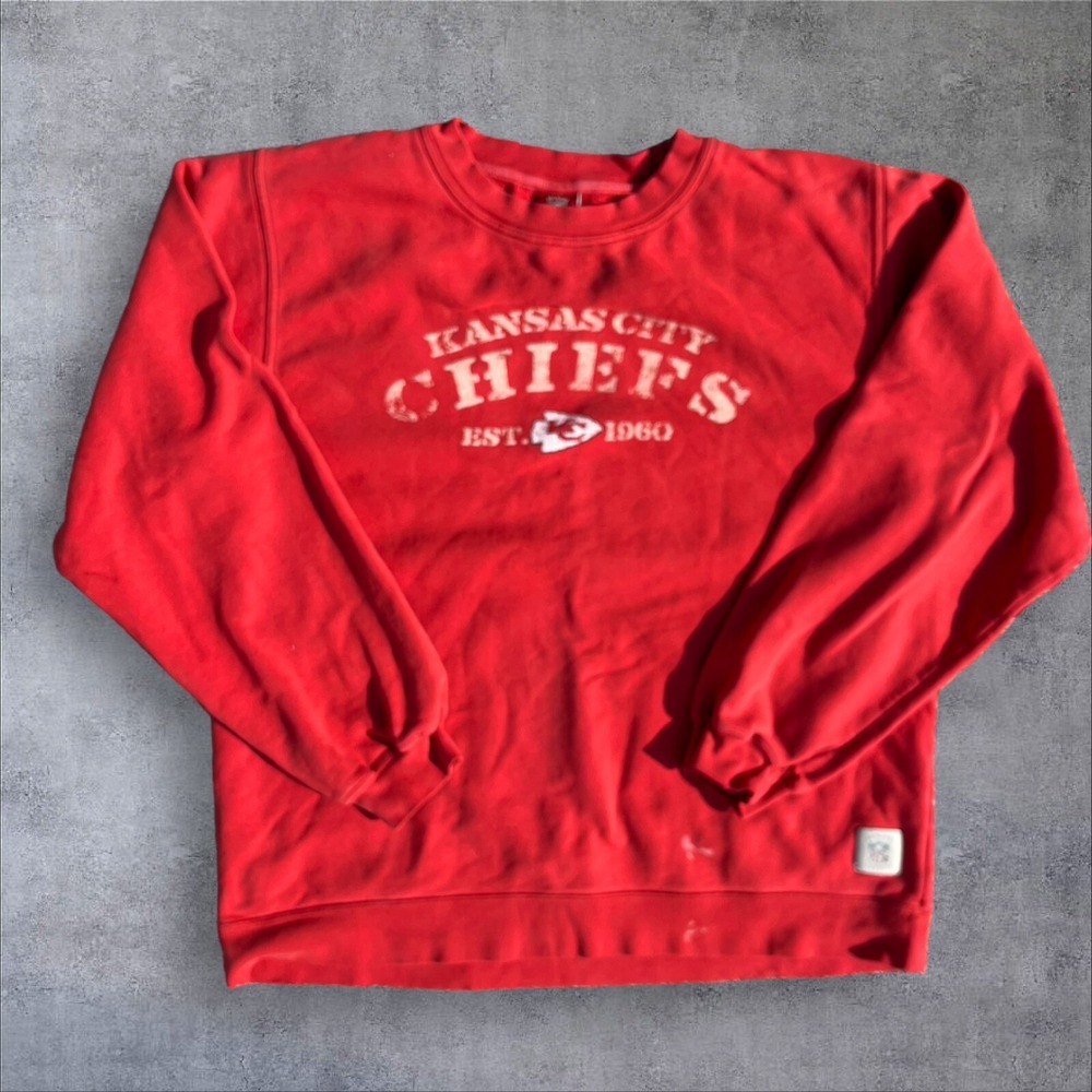 VTG KC Chiefs Sweater Mens L‎ Red Pullover Sweatshirt Long Sleeve Reebok